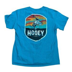 Hooey Shirt Mens Lg Rodeo Graphic Western Teal Blue Cotton Short Sleeve